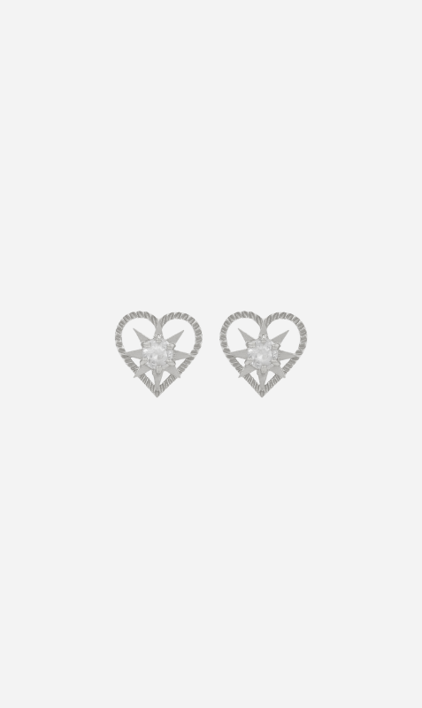Zoe & Morgan | Kind Heart Earrings - Silver/White Zircon