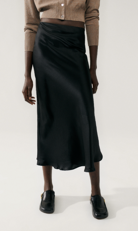 Bias cut hotsell satin skirt black