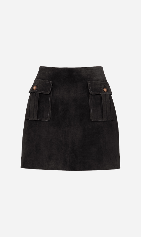 Black suede a line skirt deals