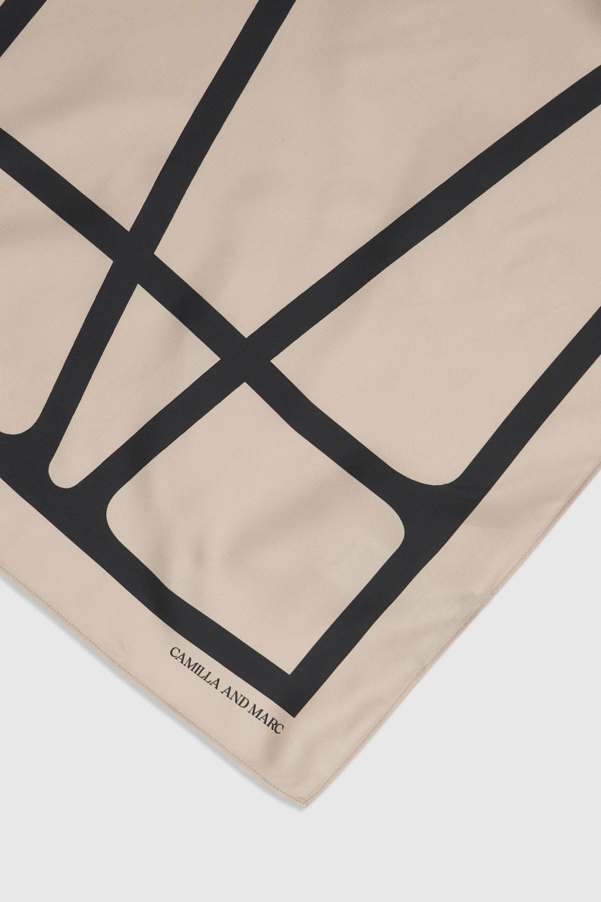 Camilla and Marc | Monogram Printed Scarf - Oyster/Black Print