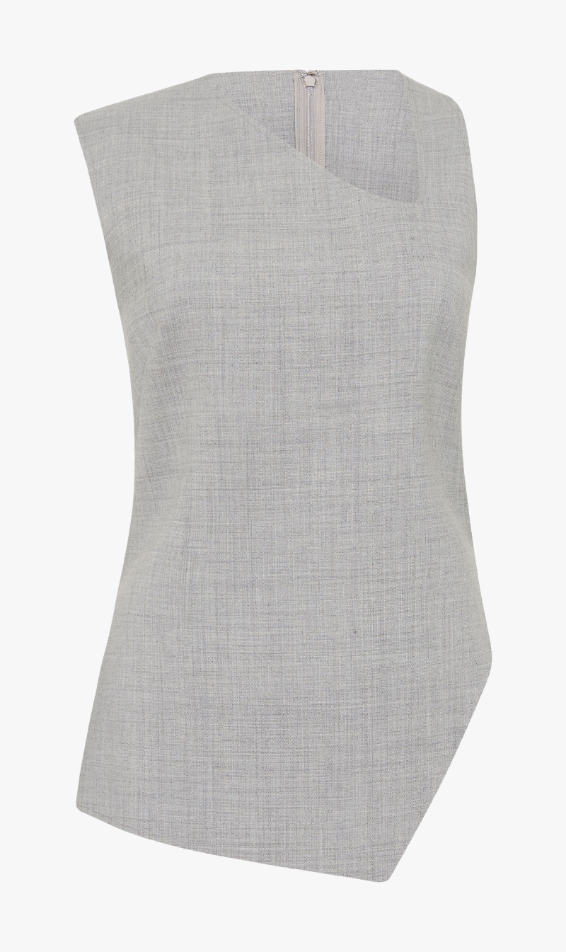 St Agni | Asymmetrical Neck Top - Grey Heather