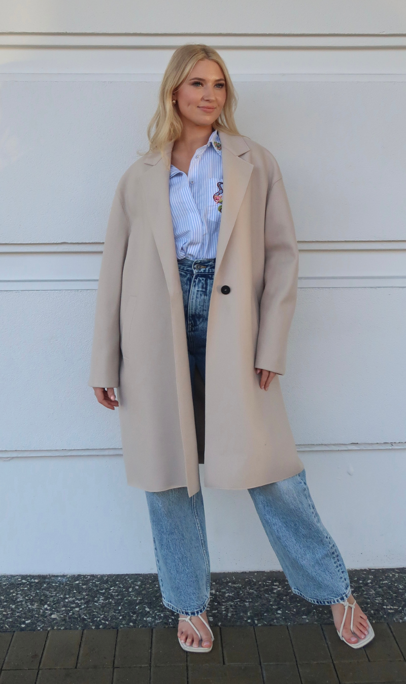 Harris Wharf London Oversized Coat Almond Sisters Co