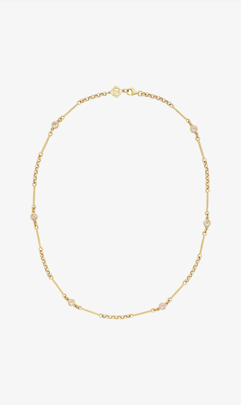 Zoe & Morgan | Azalea Necklace - Gold Rose Quartz