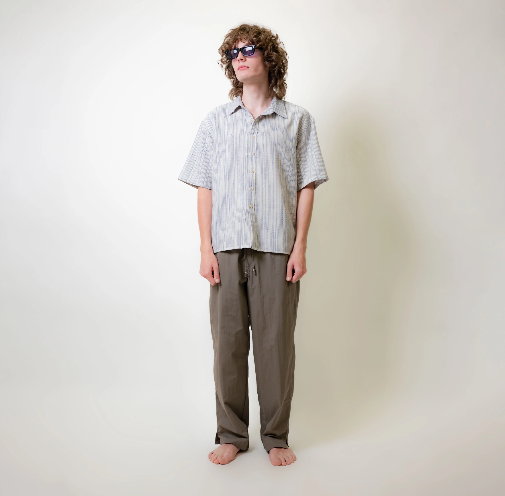Beach Brains | Boxy Ss Shirt - Blue Stripe