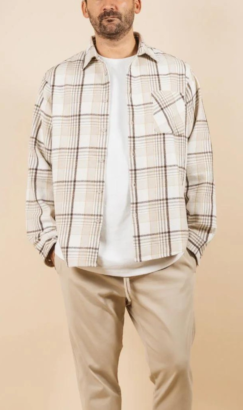 Kore Studios | Brooklyn Heavy Flanno - Cream Plaid