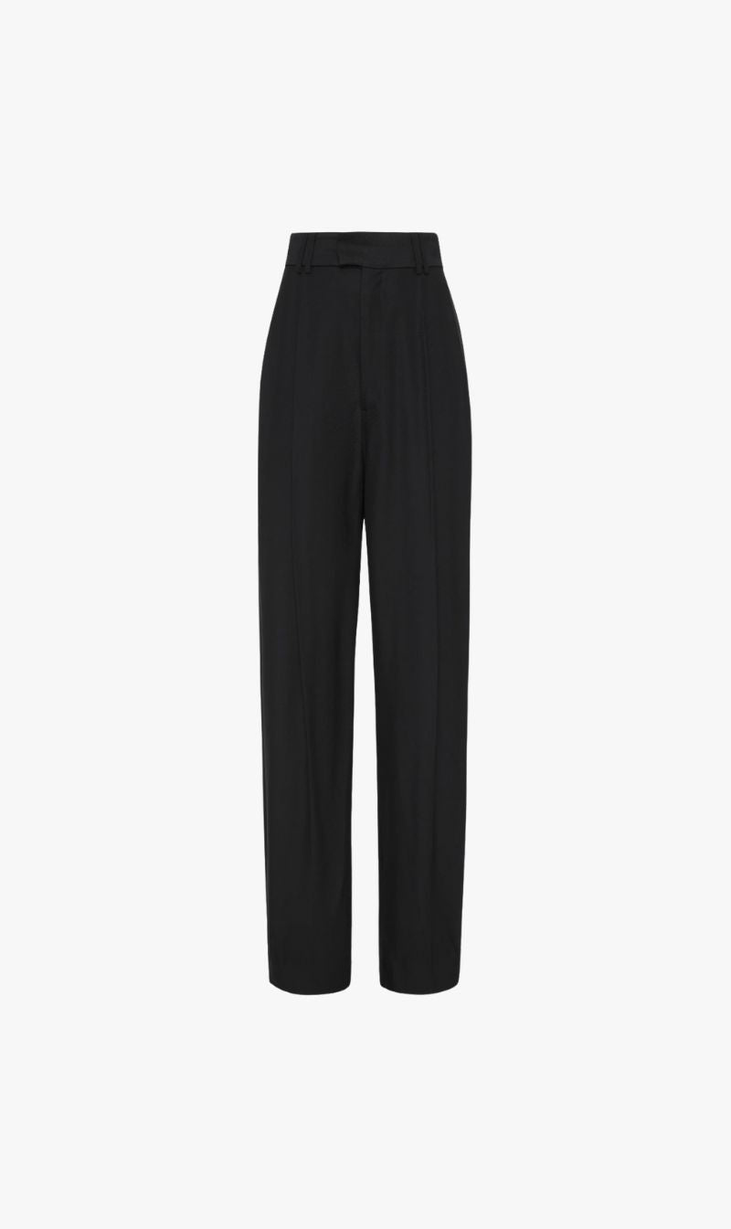 BASSIKE | Pleated Straight Leg Pant - Black