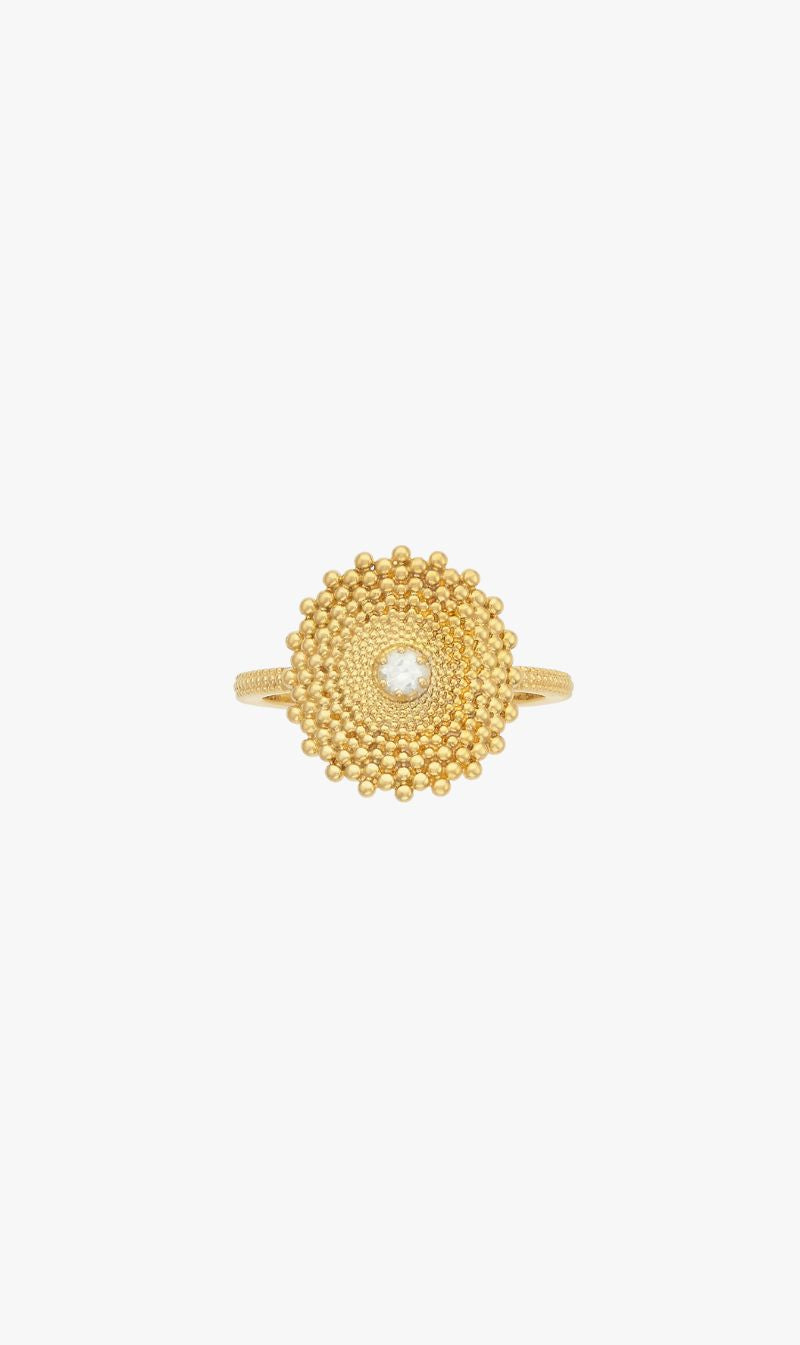 Zoe & Morgan | Helios Ring - 22k Gold Plate With White Zircon
