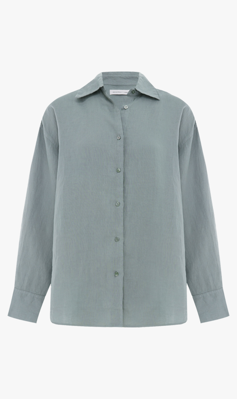Assembly Label | Oversized Linen Shirt - Pacific