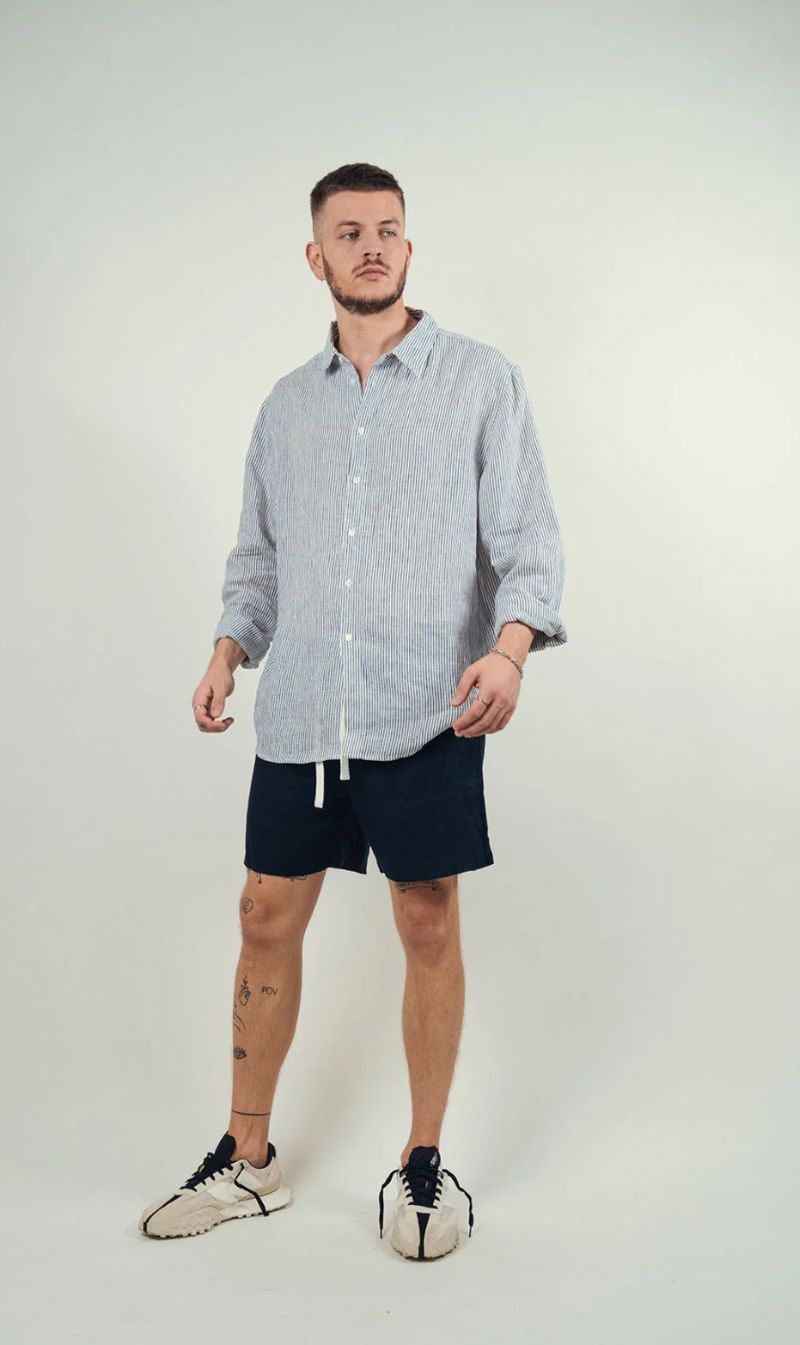 Kore Studios | Amalfi Linen Shirt - Night Stripe