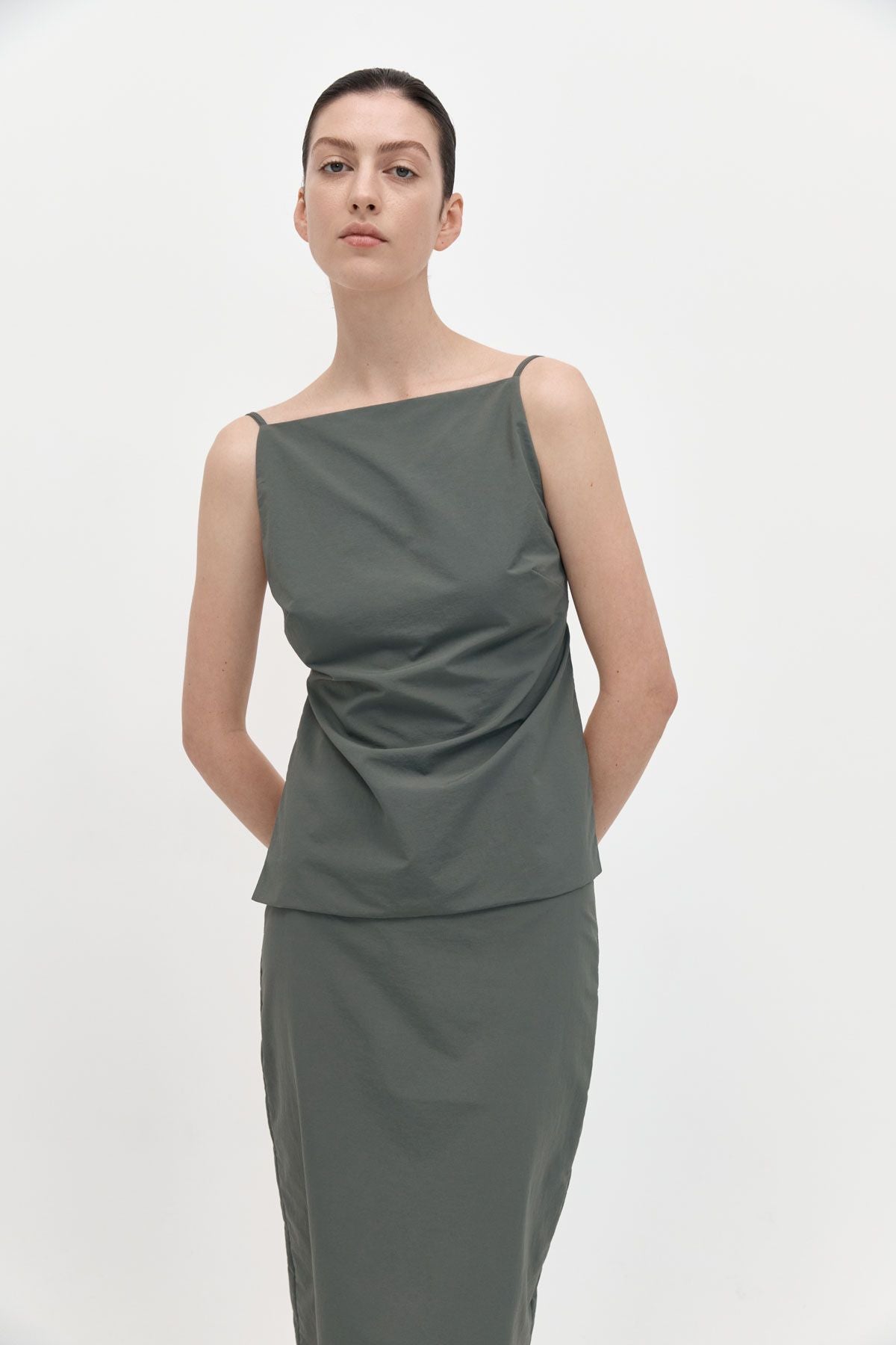 St Agni | Square Neck Top - Thyme