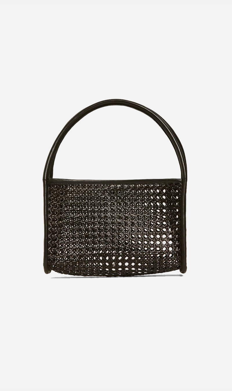 St Agni | Rattan Small Tote Bag - Black
