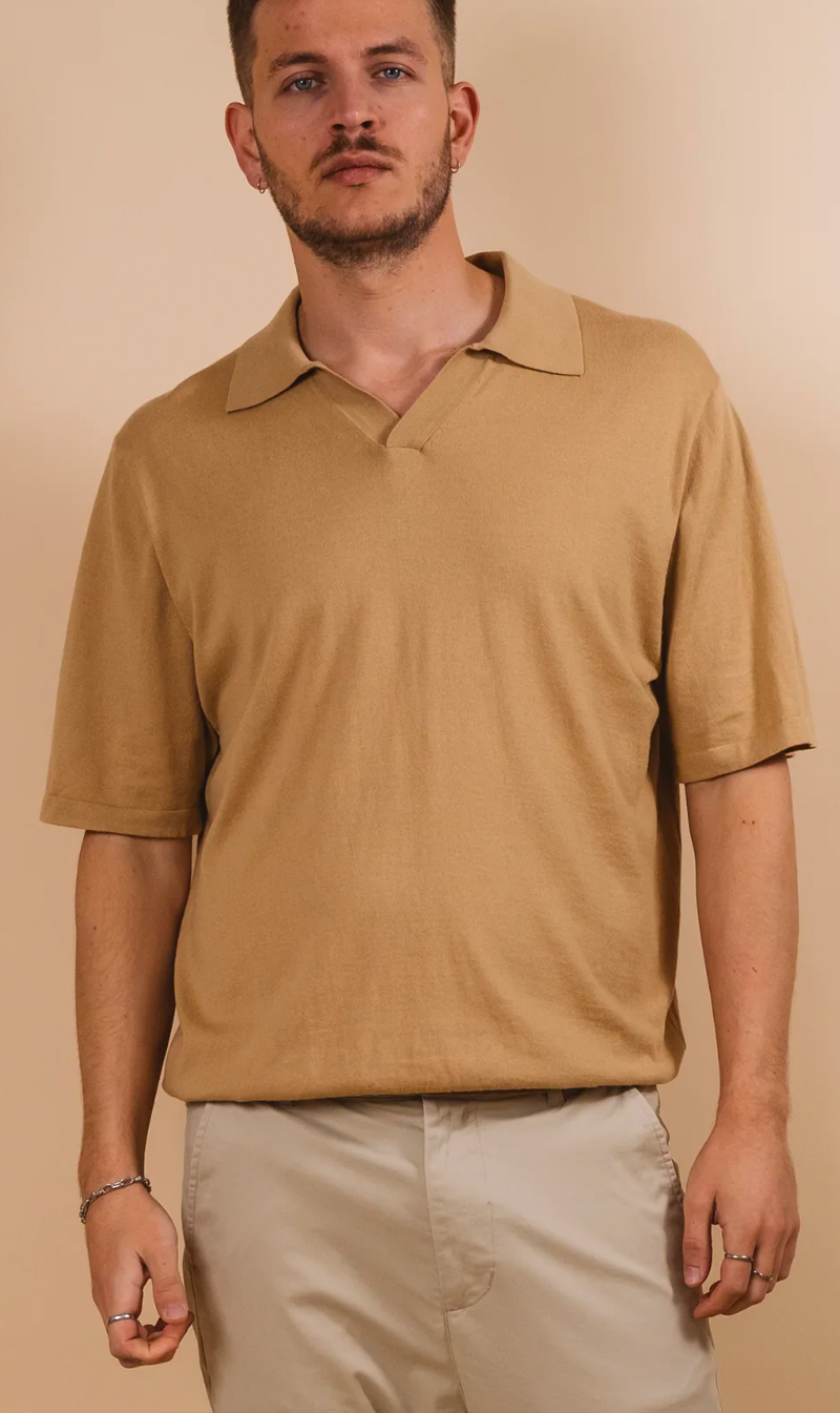 Kore Studios | Stark Knit Polo - Beige – Sisters & Co