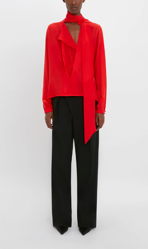 Victoria Beckham | Scarf Neck Top - Bright Red