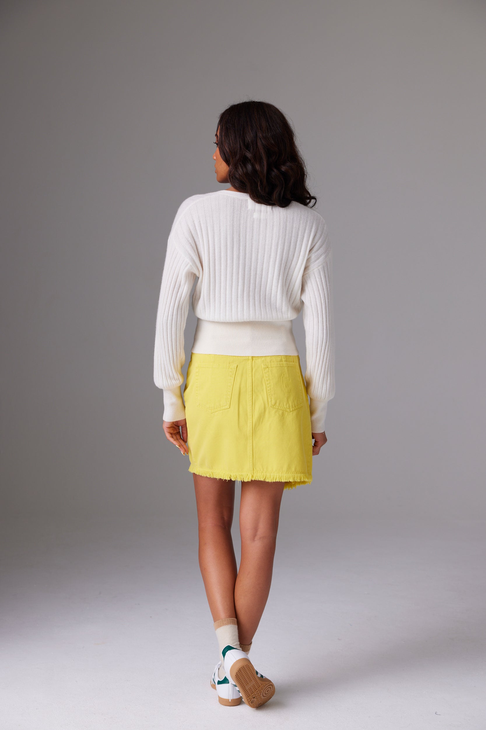 CRUSH| Steffi Rib Cashmere Cardi - White