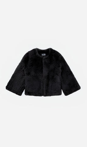 Yves Salomon | Jacket 50cm Knitted Rex Rabbit - Black