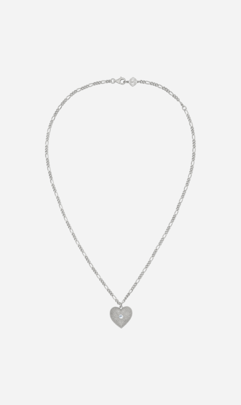 Zoe & Morgan | Brave Heart Necklce - Silver/Aquamarine