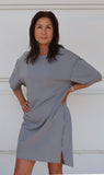 Bassike | Reverse Double Jersey Boxy Short Sleeve Dress - Dove Grey