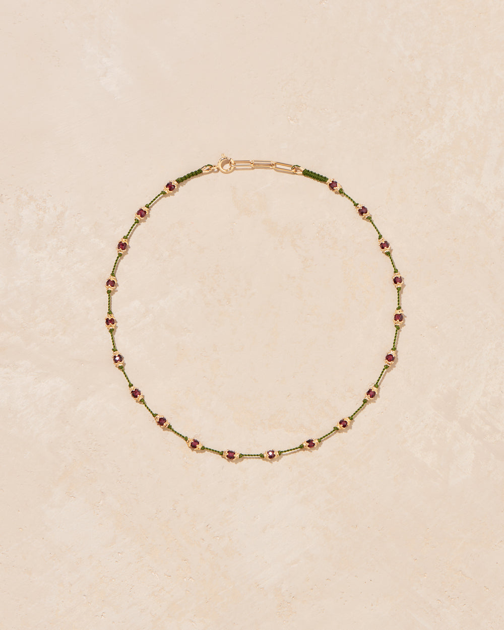 Tityaravy | Peony Necklace - Green/Garnet