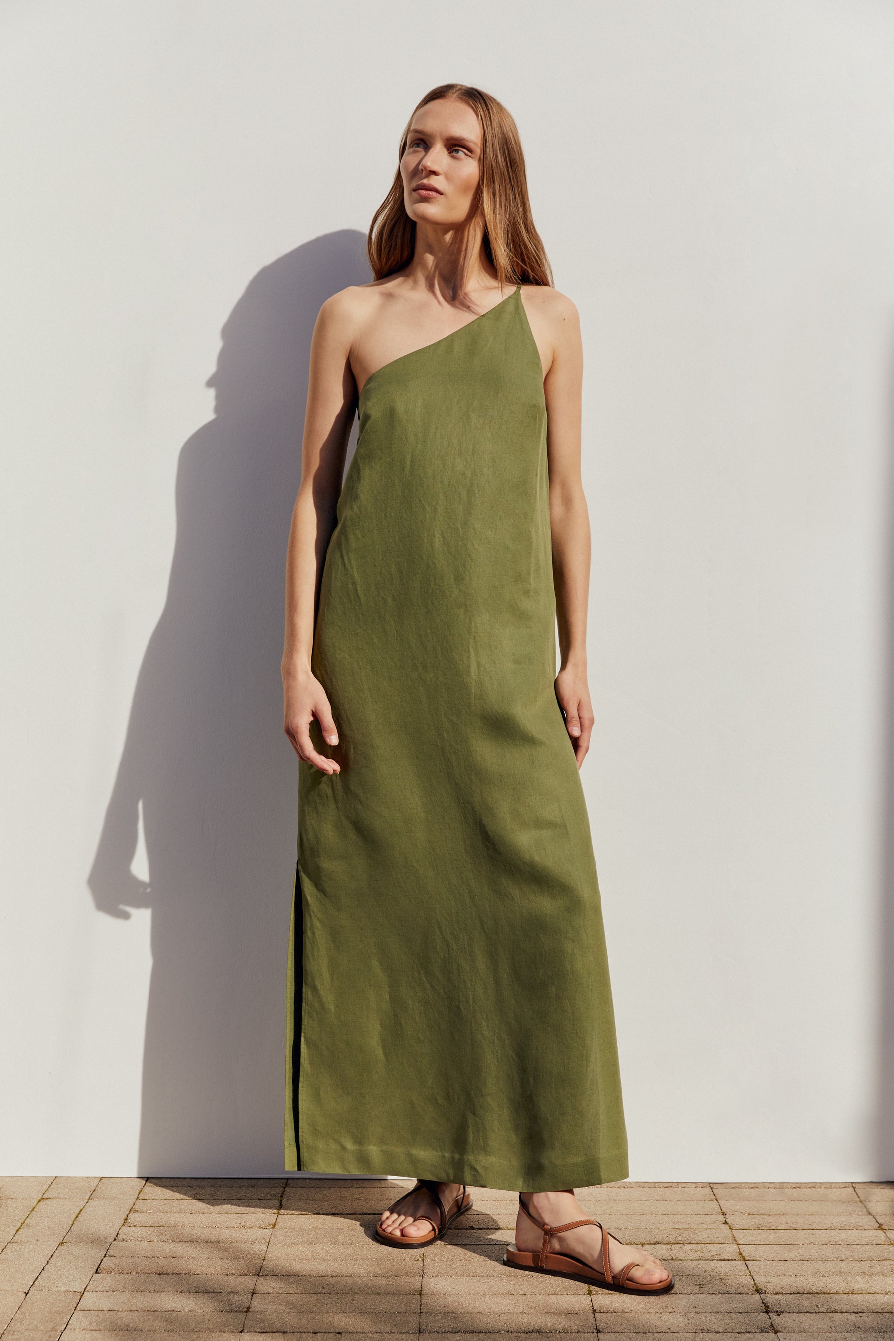 Assembly Label | Farriday Linen Silk Asymmetric Midi Dress - Pandan