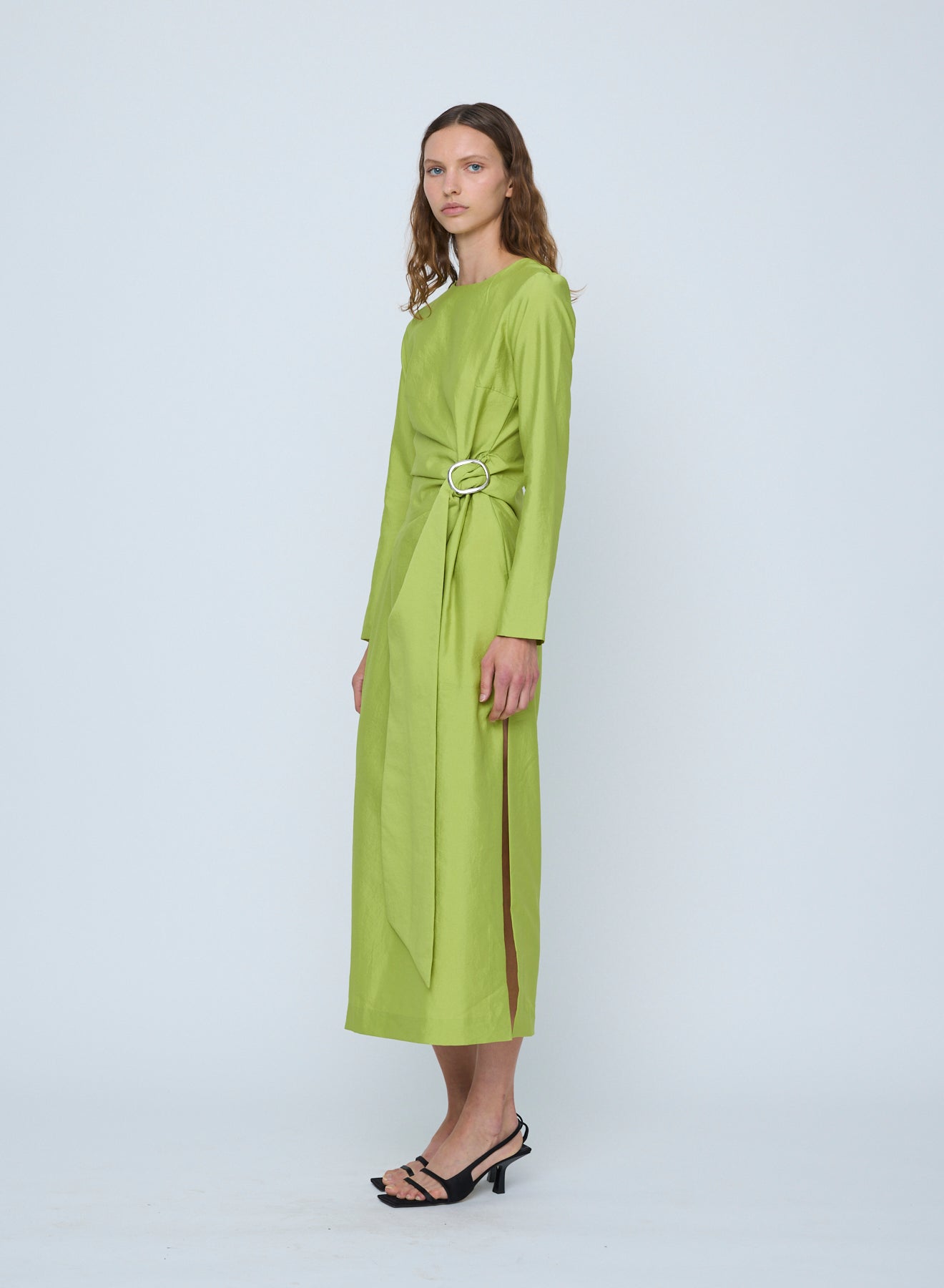 Wynn Hamlyn | Astrid Long Sleeve Maxi Dress - Acid Green