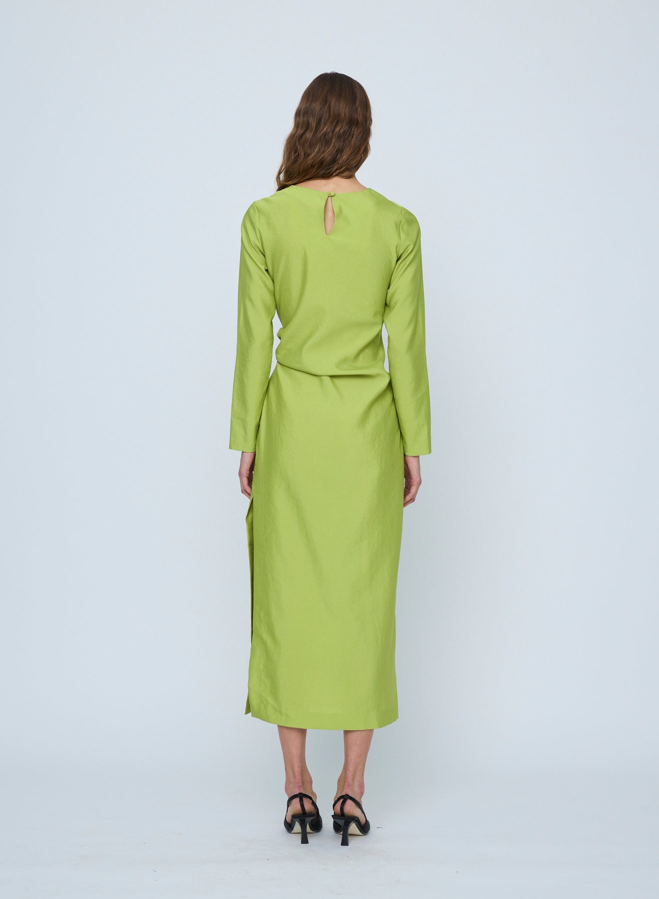 Wynn Hamlyn | Astrid Long Sleeve Maxi Dress - Acid Green