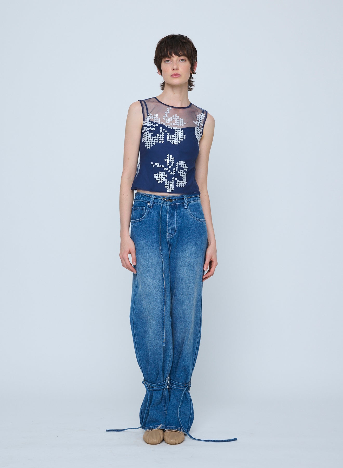 Wynn Hamlyn | Hibiscus Button Top - Navy