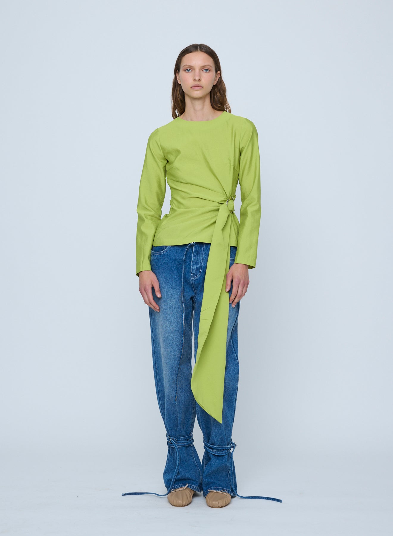 Wynn Hamlyn | Astrid Buckle Long Sleeve Top - Acid Green