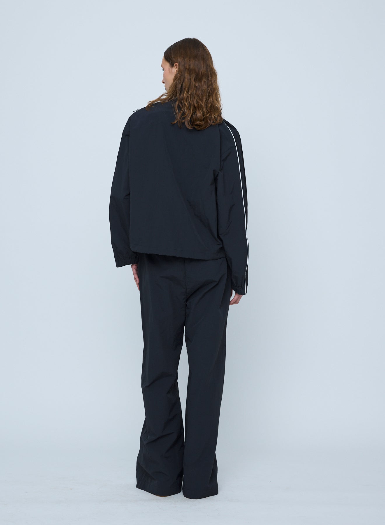 Wynn Hamlyn | Curved Leg Zip Track Pant - Black/White