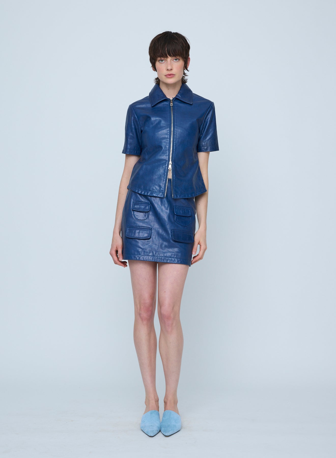 Wynn Hamlyn | Leather Andie Short Sleeve Shirt - Ink