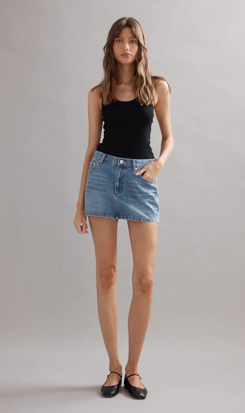 Caitlin Crisp | Billie Mini Skirt - Denim Glitter