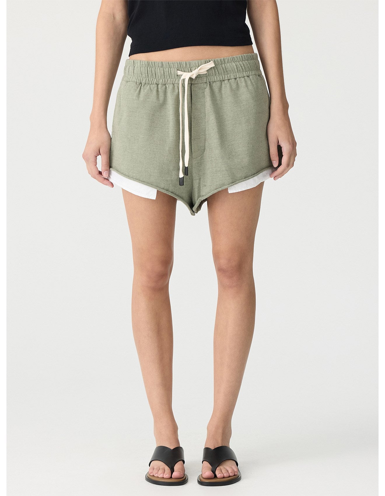 Bassike | Pocket Detail Raw Edge Short - Sage Marl