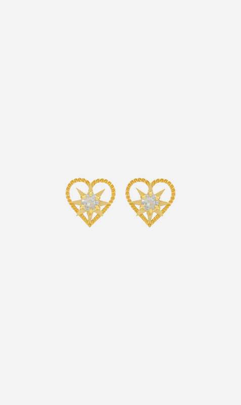 Zoe & Morgan | Kind Heart Earrings - Gold/White Zircon