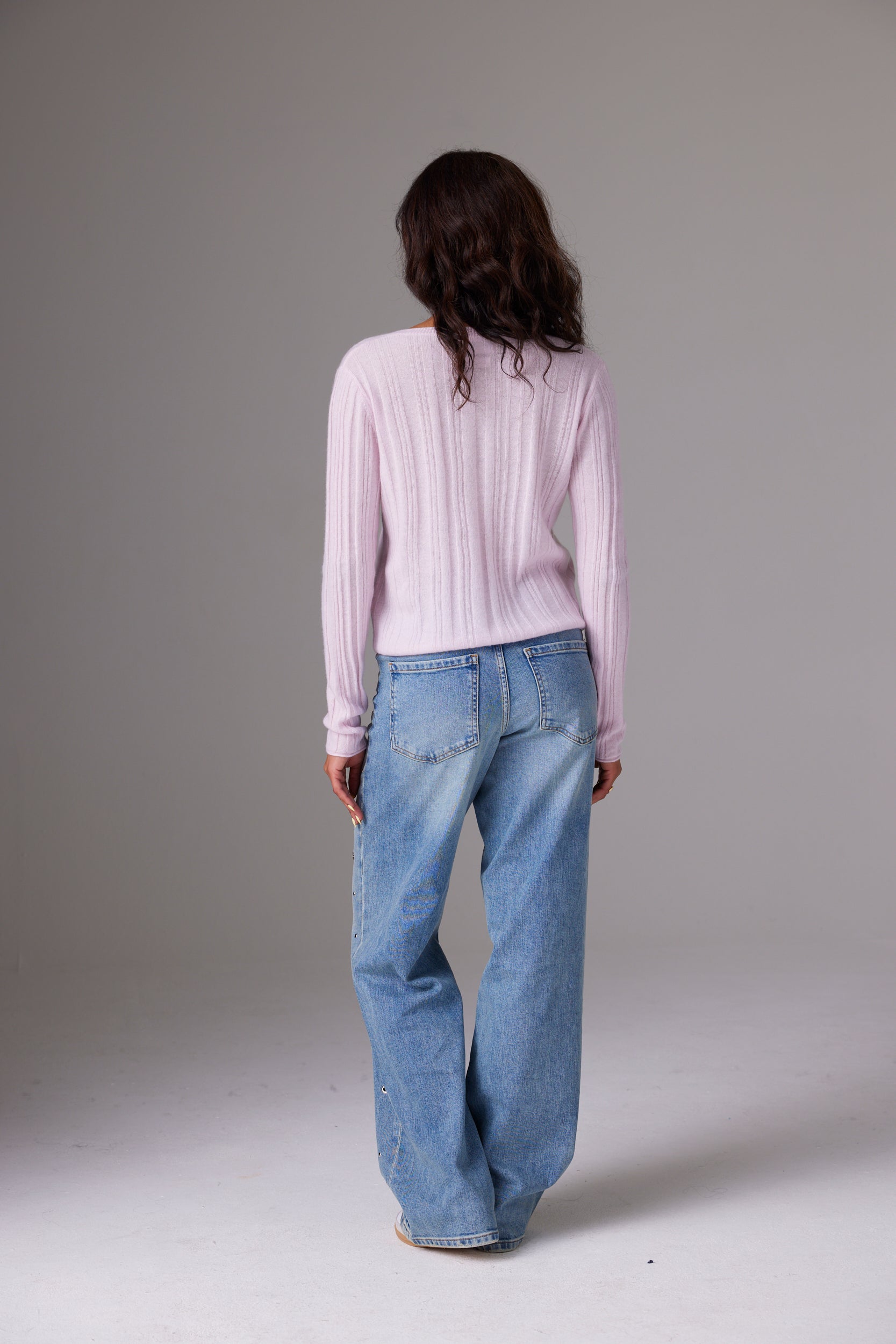 CRUSH | Nadia Rib V Cashmere Top - Lychee