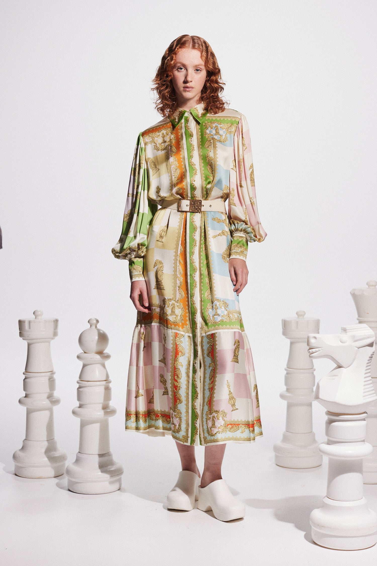 ALEMAIS | Checkmate Silk Shirtdress - Print