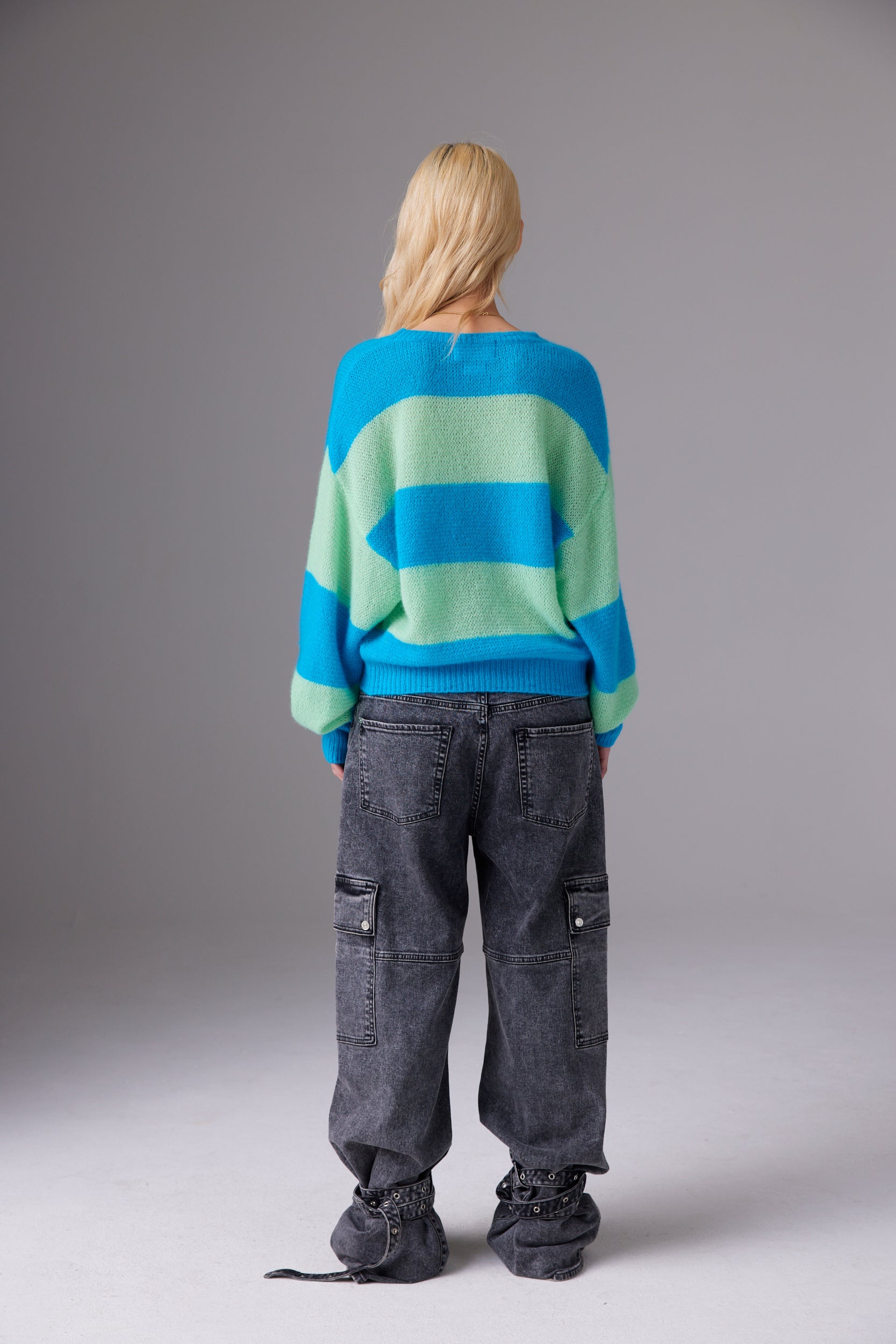 CRUSH | Amara Slouchy Stripe Crew - Pistachio Cream