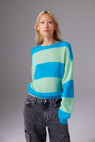 CRUSH | Amara Slouchy Stripe Crew - Pistachio Cream