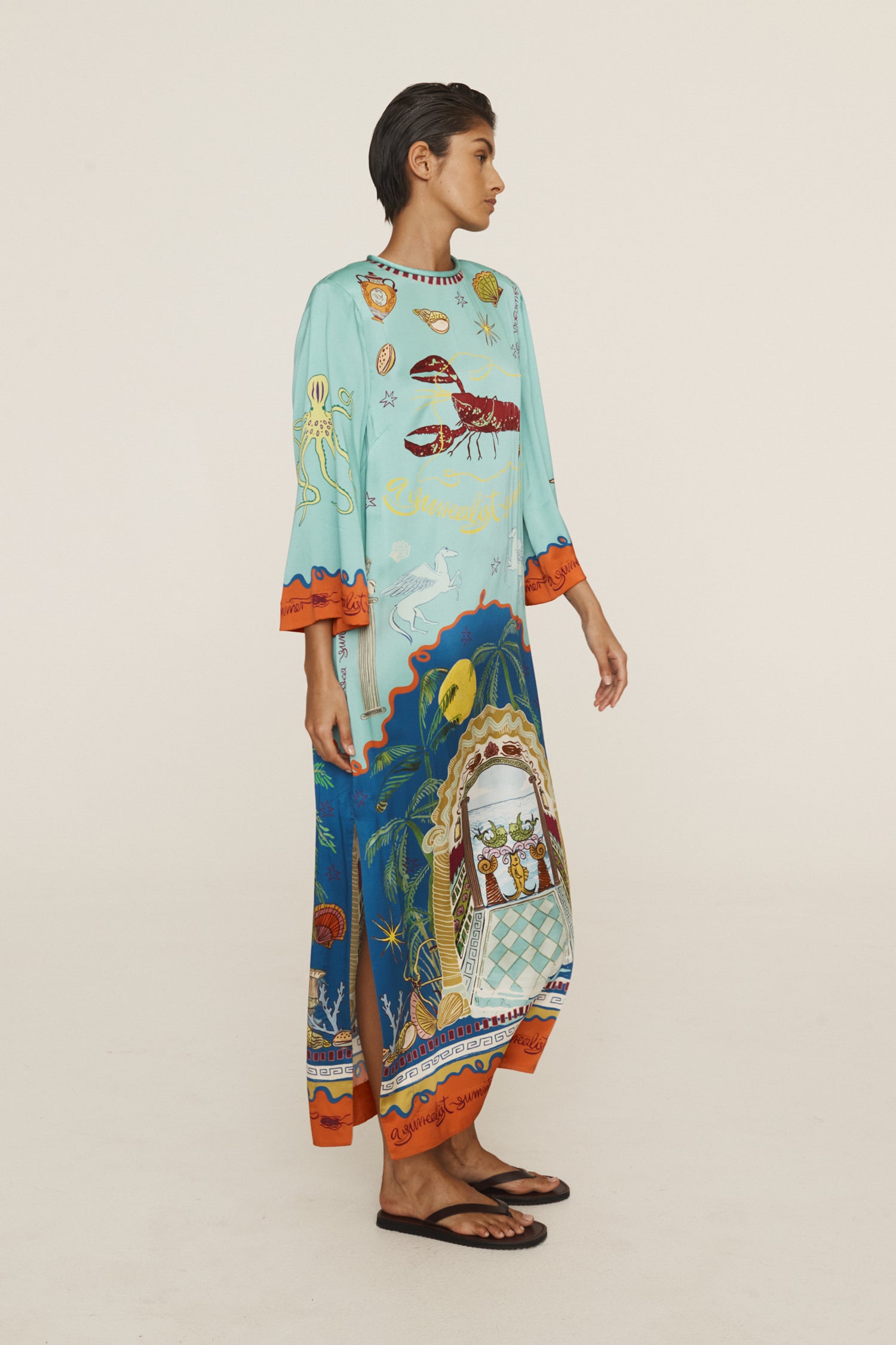 Alemais  | Surrealist Summer Midi Silk Dress