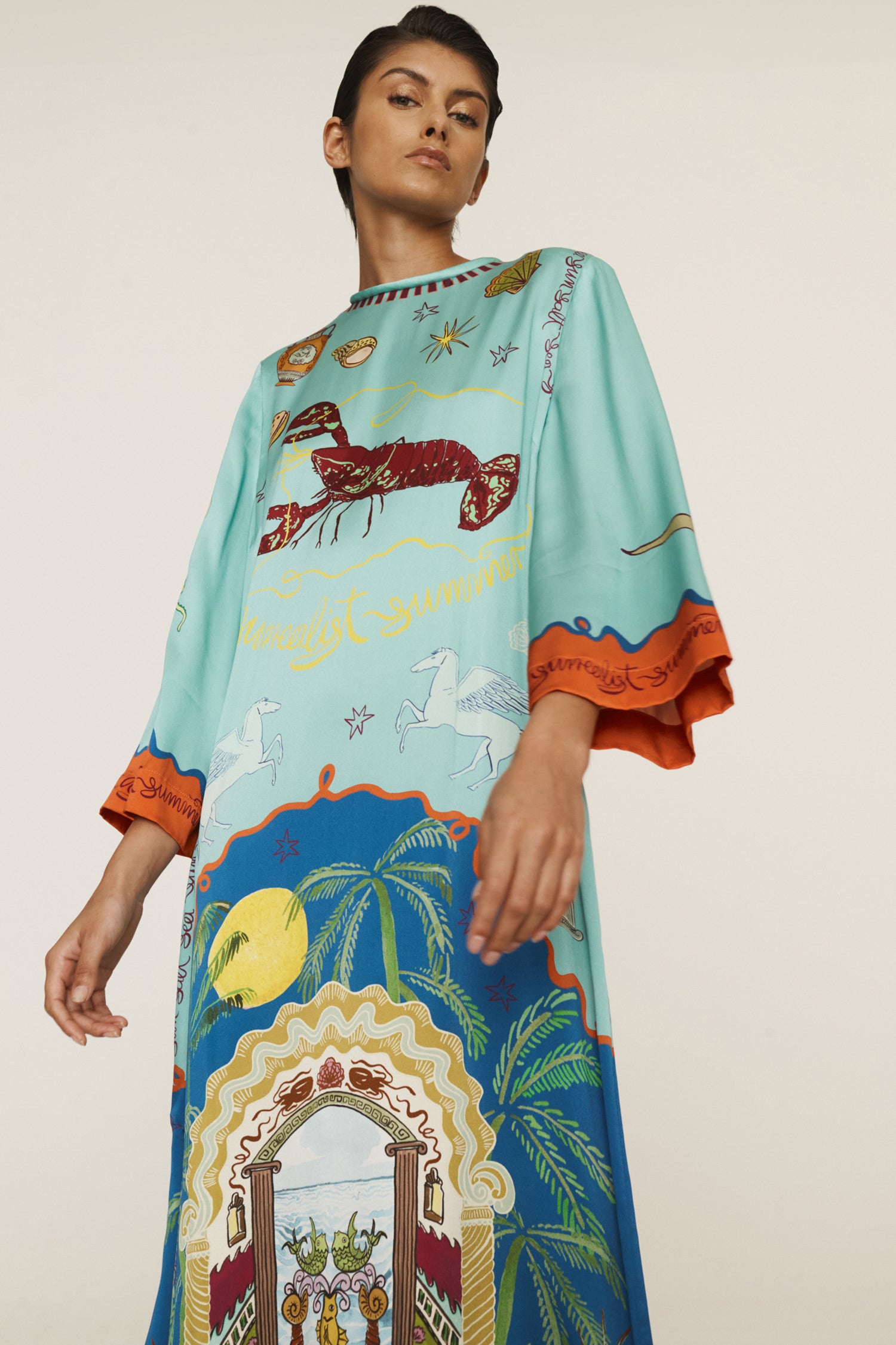 Alemais  | Surrealist Summer Midi Silk Dress