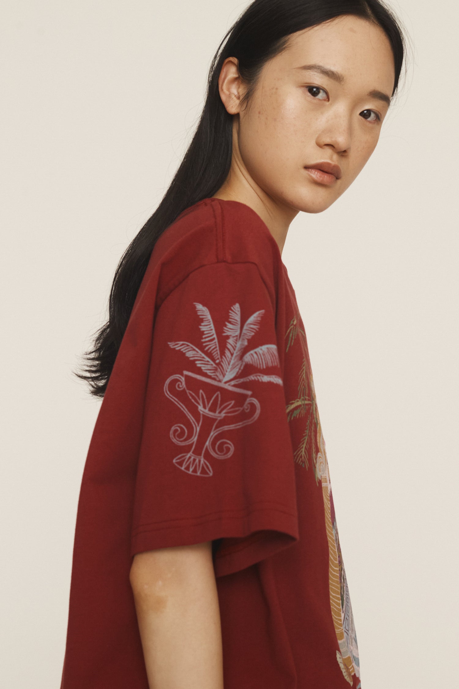 Alemais | Surrealist Summer Burgundy Tee