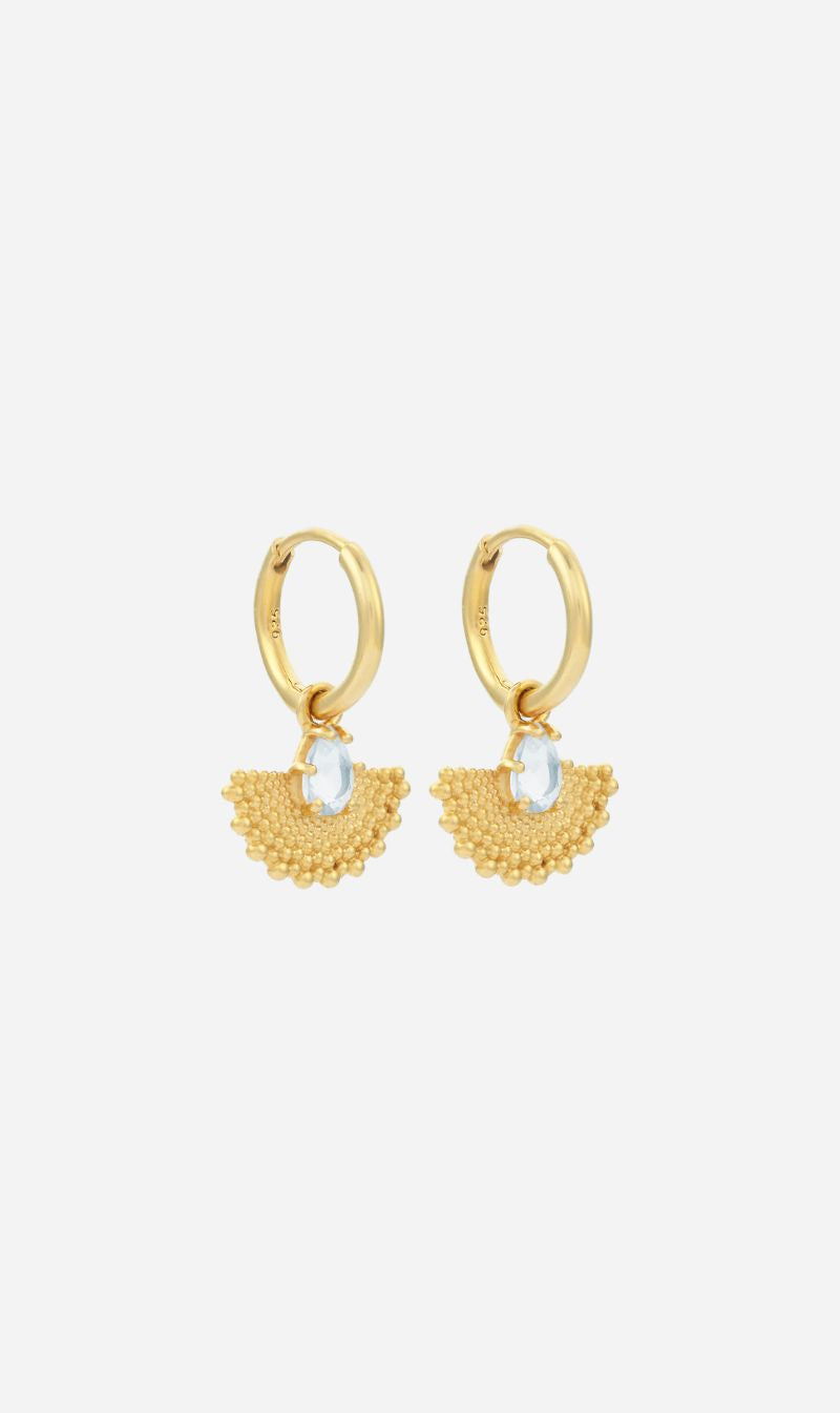 Zoe & Morgan | Petal Earrings - Gold/Aquamarine