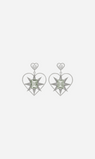 Zoe & Morgan | Shining Heart Earrings - Silver/White Zircon & Green Amethyst