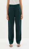 Bassike | Pleat Front Linen Pant - Malachite