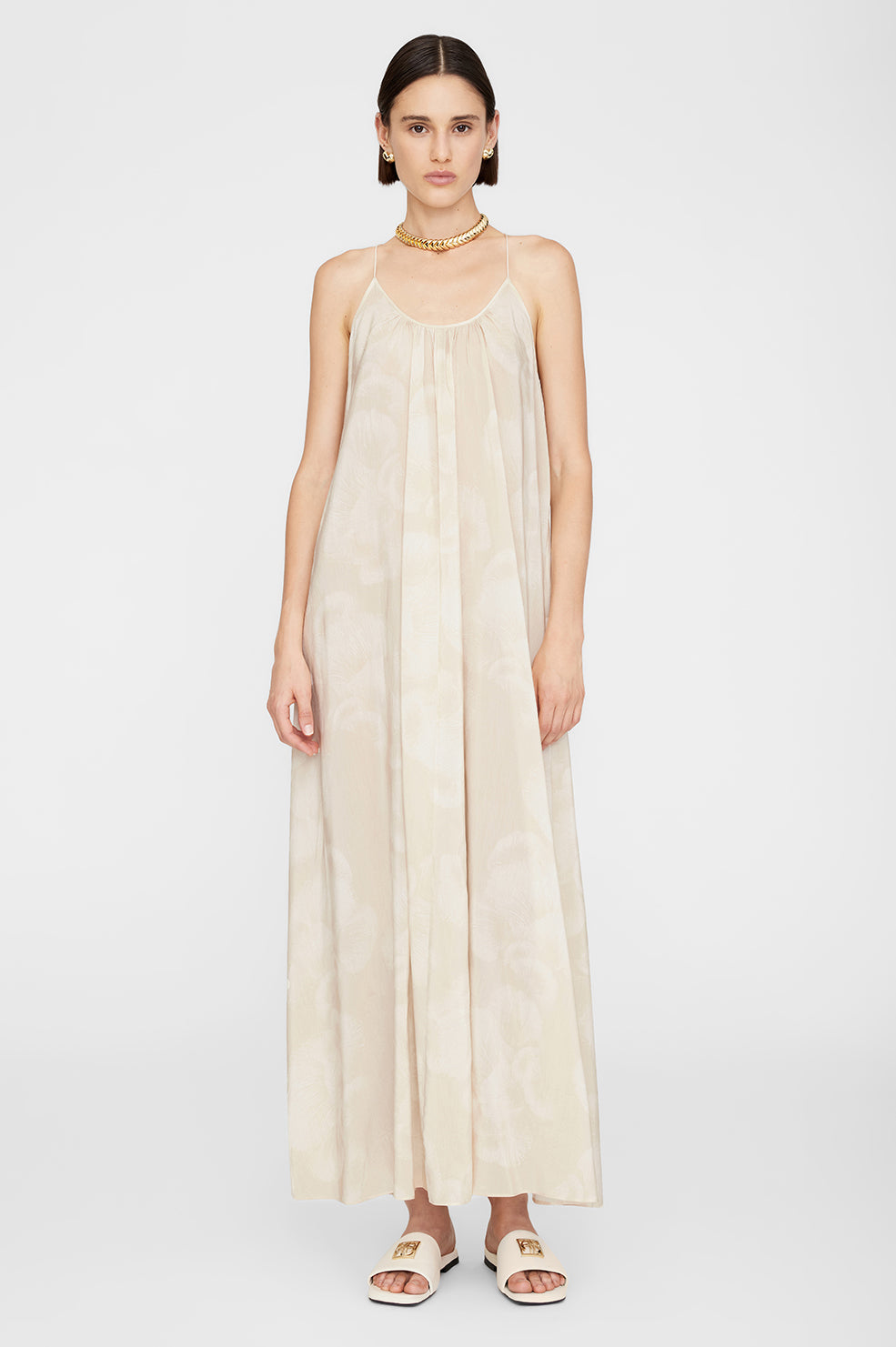 Anine Bing | Aida Maxi Dress - Oat Mushroom Print