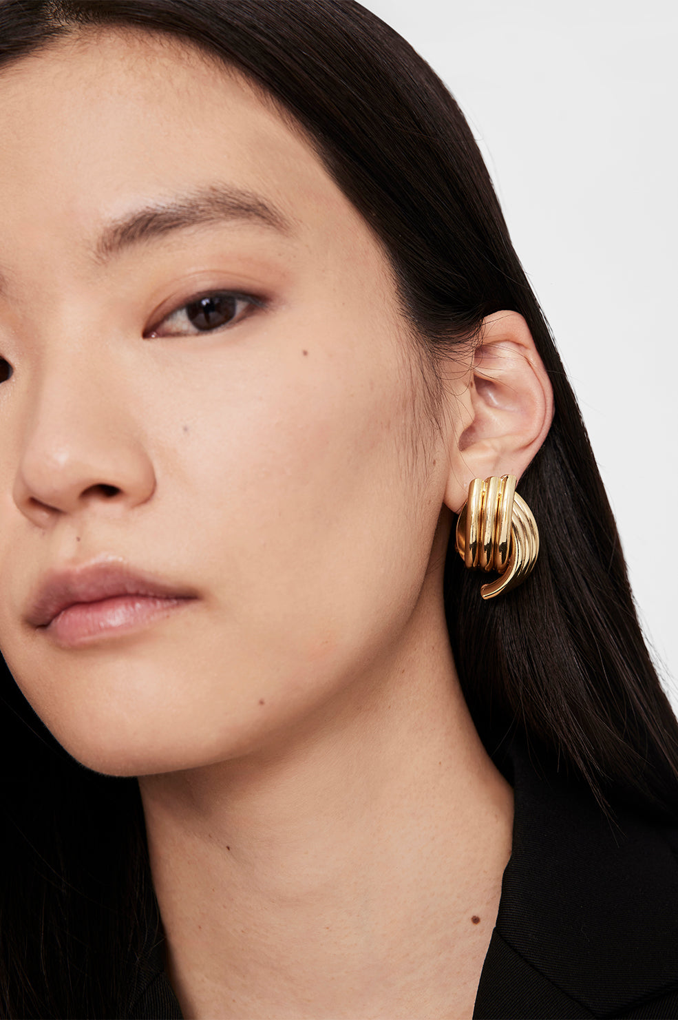 Anine Bing | Crossover Ribbed Earrings - Gold