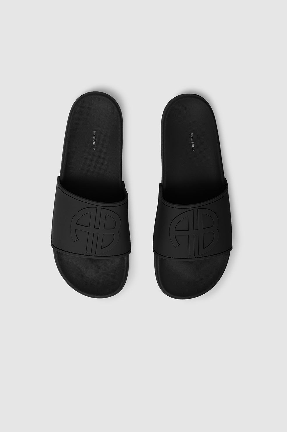 Anine Bing | Isla Slides - Black Monogram