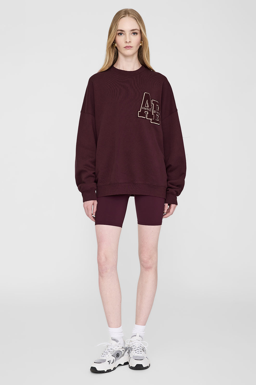 Anine Bing | Miles Oversized Sweatshirt Letterman - Dark Burgundy