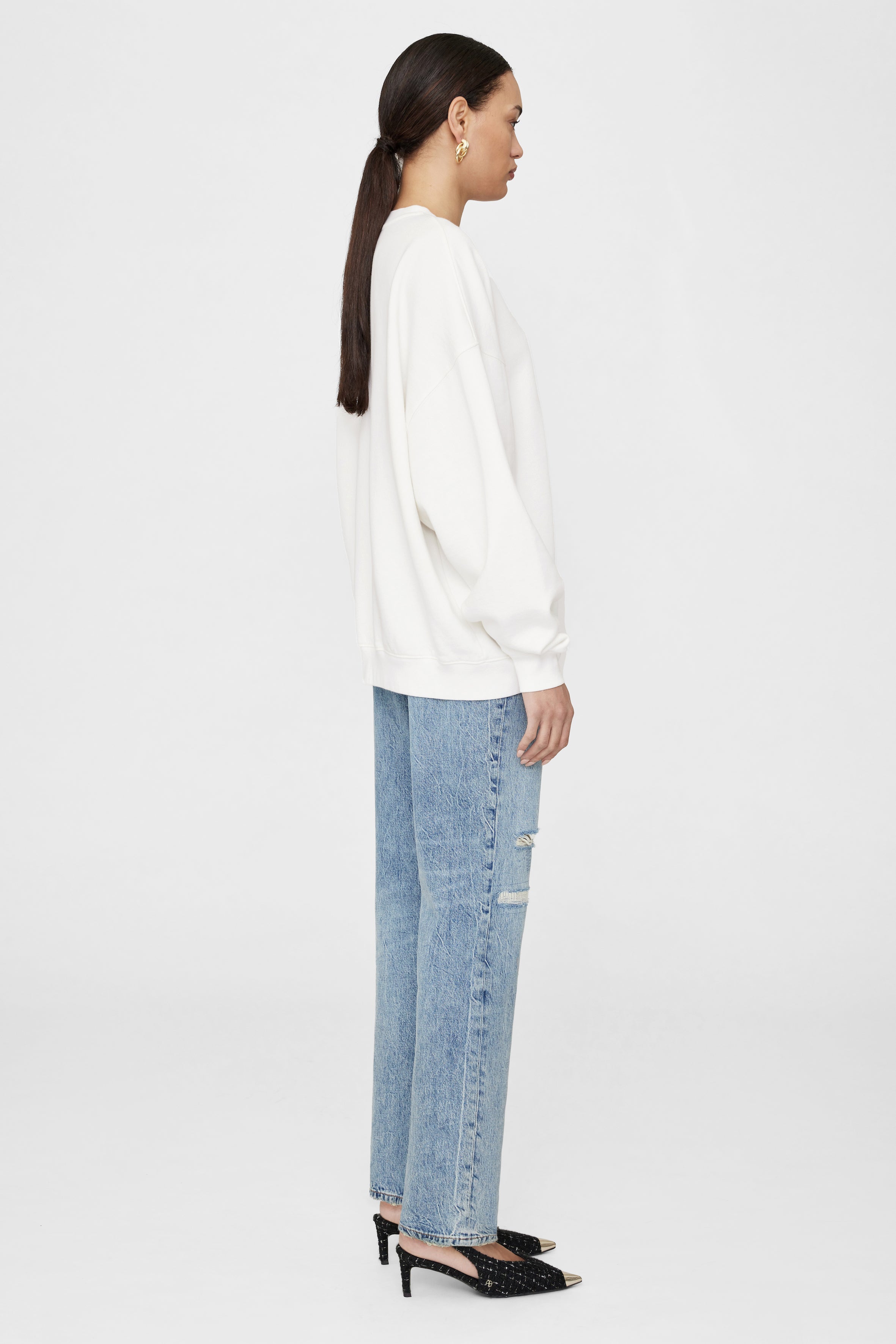 Anine Bing | Miles Oversized Sweatshirt Letterman - Off White