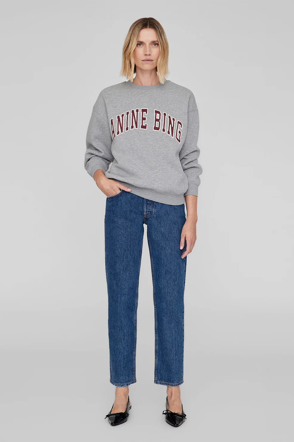 Anine Bing | Spencer Sweatshirt - Medium Heather Grey