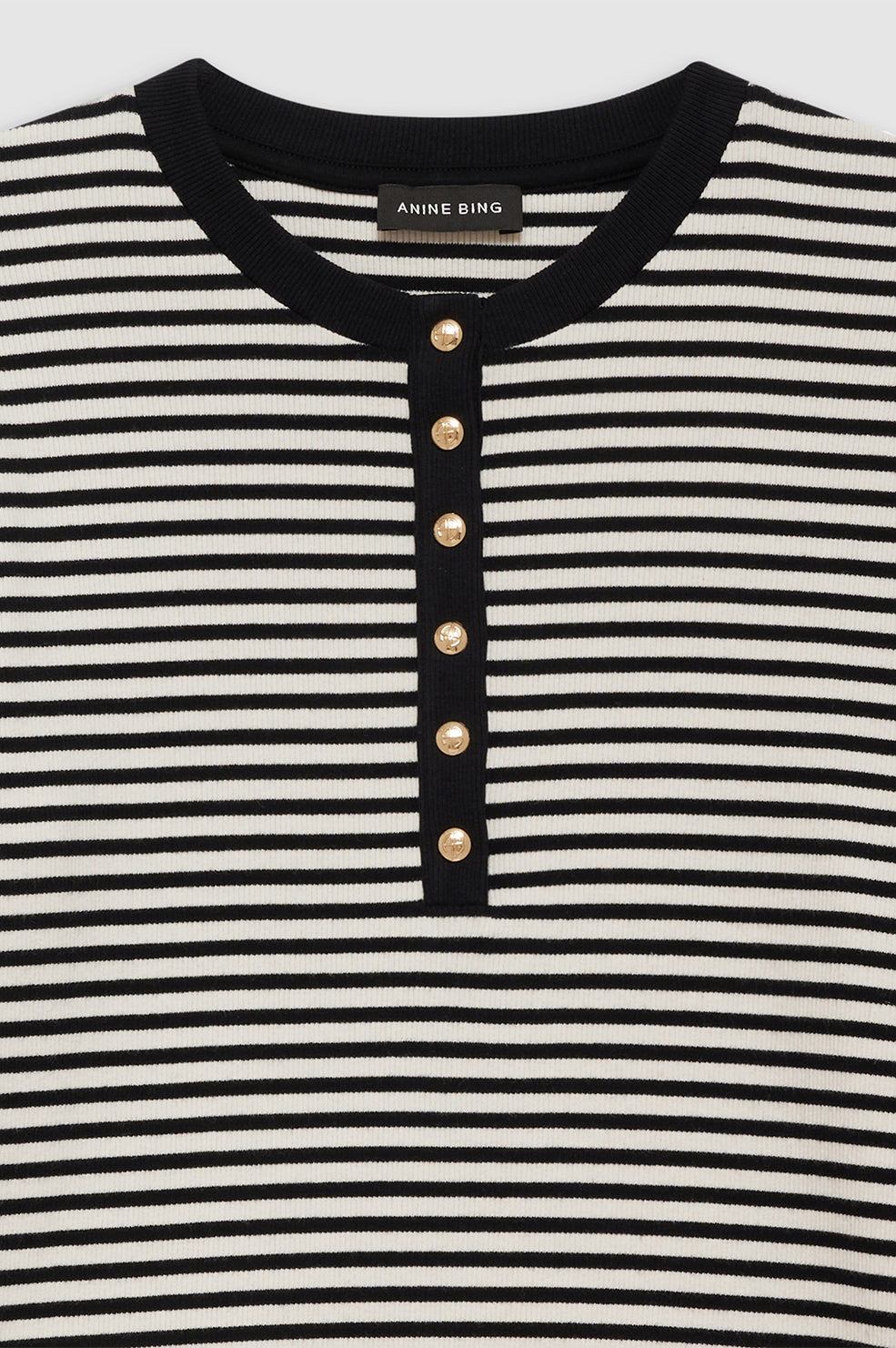 Anine Bing | Alessia Long Sleeve Tee - Cream & Black Stripe