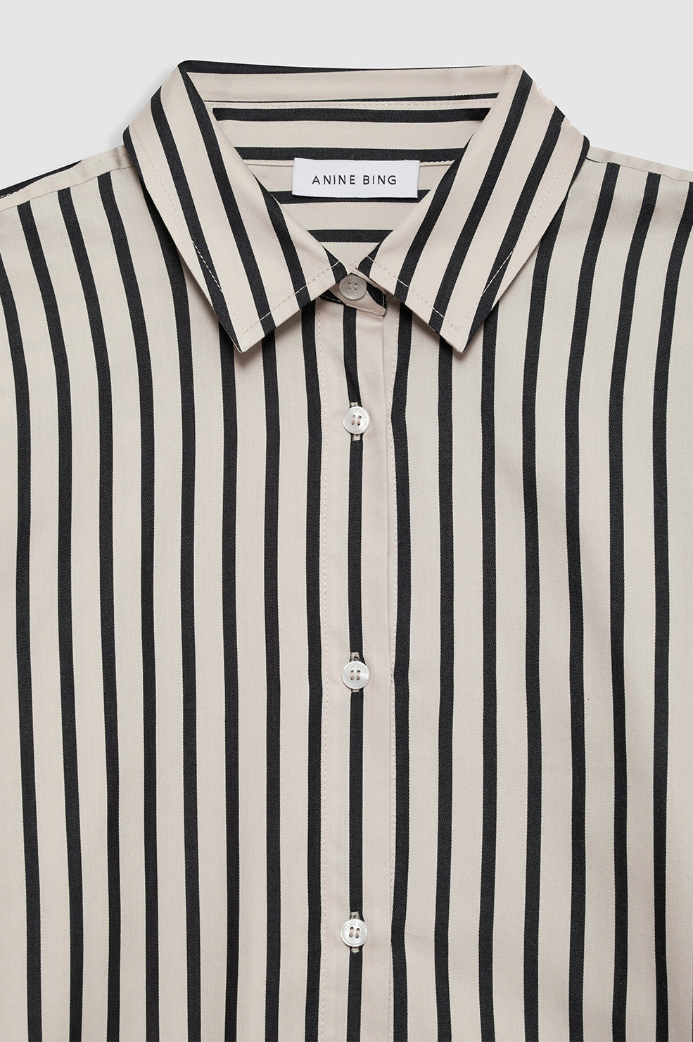 Anine Bing | Plaza Shirt - Black And Tan Stripe